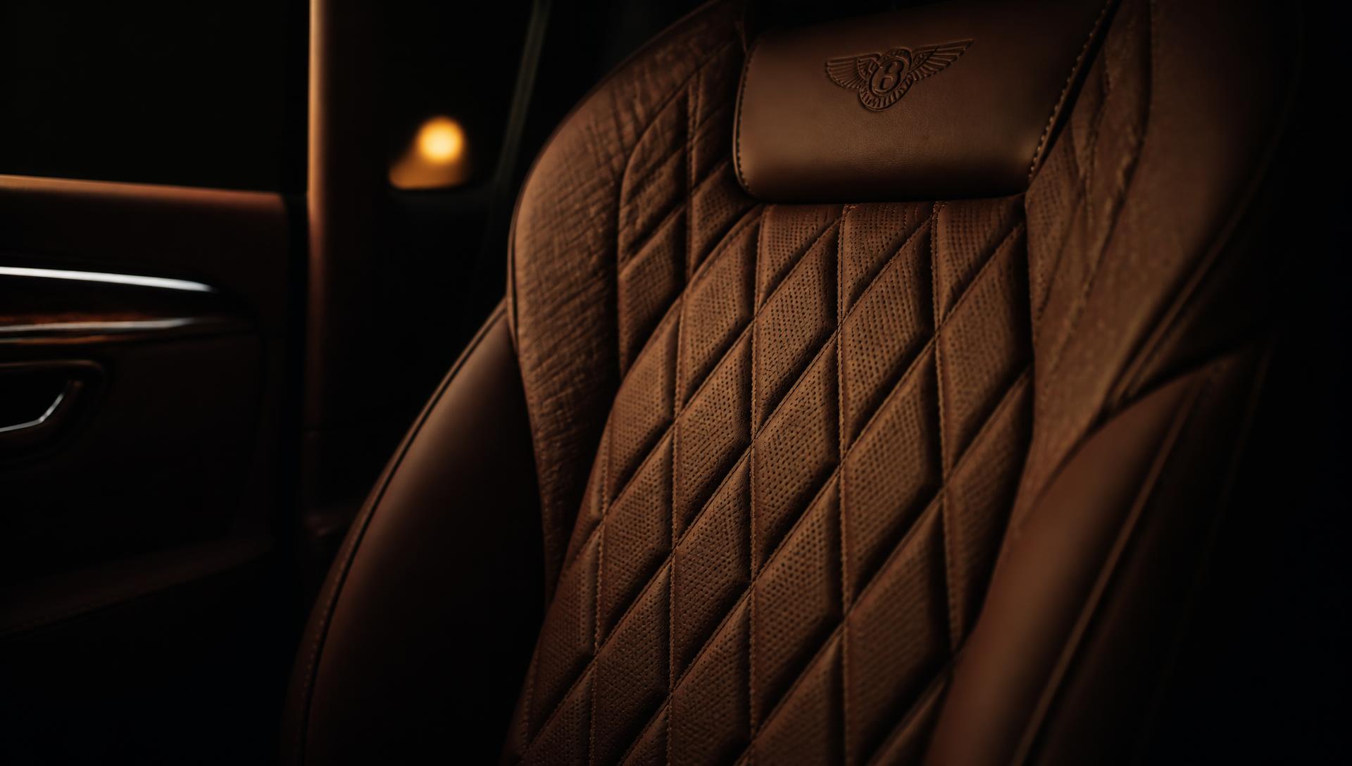 Quilted brown leather car seat crafted by Al Ettisam